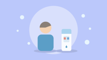 一人暮らしの人物とウォーターサーバーのイラスト