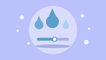 大小の水滴と硬度メーターのイラスト